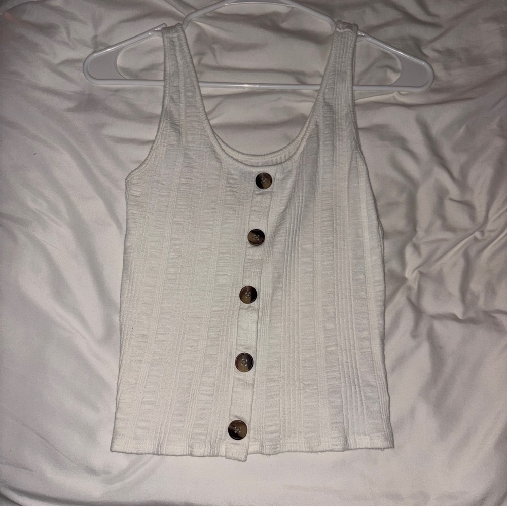 american eagle white button up tank